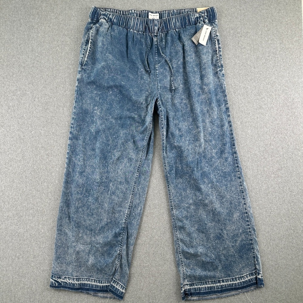 Lane Bryant NWT Wide Leg Jean Women 18 Blue Acid Wash Pull On High Rise Straight